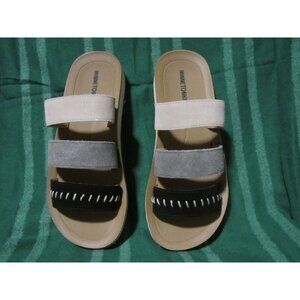 Minnetonka Women's Three Band Slide Sandal Size 10M  Black/Multi New